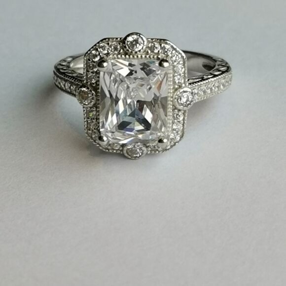 Sterling silver cz engagement cocktail ring size 7 🆕 - Picture 8 of 9